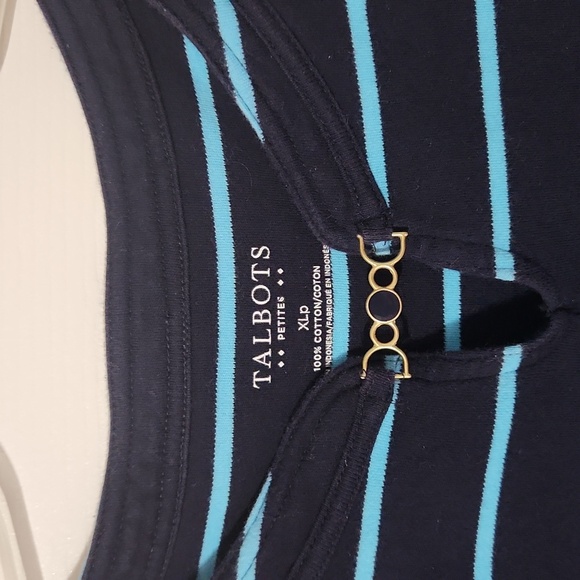 Talbots dress navy and blue stripes XLP - Picture 2 of 4